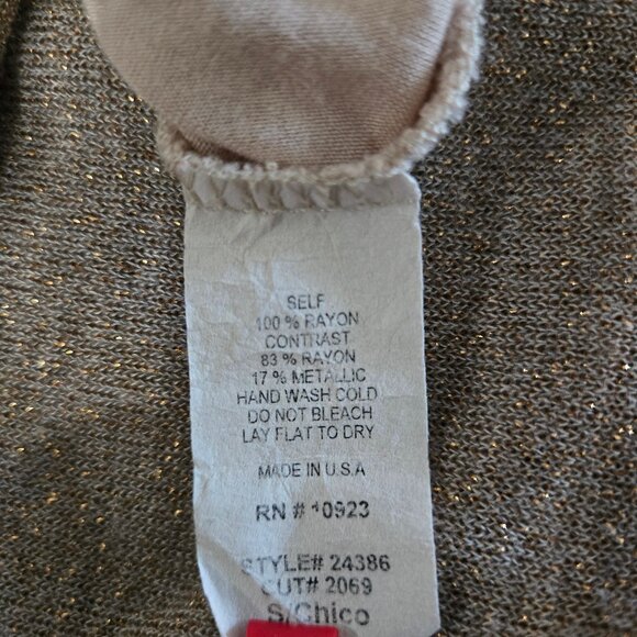 Daytrip Small Beige/Taupe Rhinestone Cross Raglan Top w/ Draped Back - Picture 3 of 3